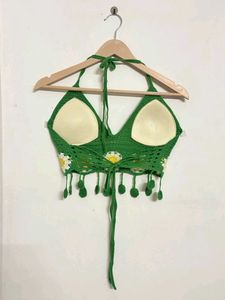 Crochet Daisy Halter Bikini Top