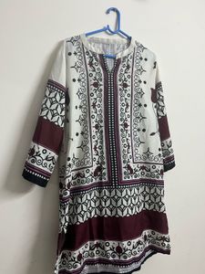 White Palazzos with Ethnic Print Cord set