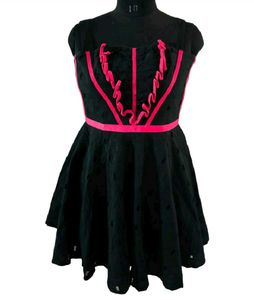 Black Strapless Dress with Pink Trim