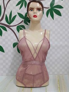 (483)Mauve Lace Bodysuit