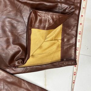 Brown PU faux-leather pants