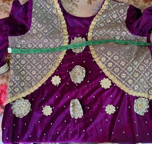 Purple Velvet ready made  dress