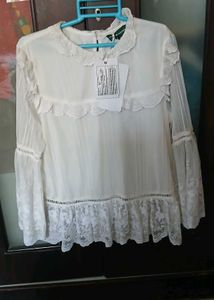 Elegant Lace Detail Blouse L Size