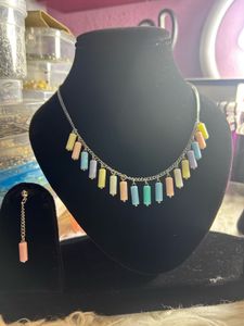 Pastel Beaded Necklace &amp; Earring Set