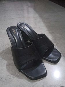 SHEIN Women Black Open Toe Block Heels
