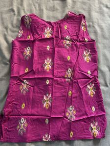 Vibrant Pink Printed Sleeveless Kurta