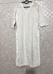 White V-Neck kurta