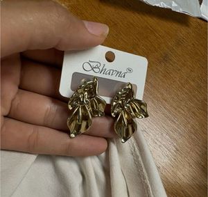 Elegant Gold Tone Leaf Earrings