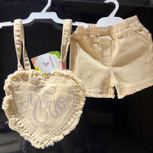Cute Heart Design Top and Shorts Set