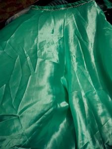Green Satin Midi Skirt