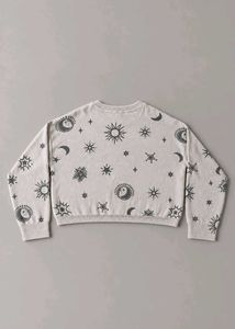 CELESTIAL MOON &amp; SUN PRINT SWEATSHIRT