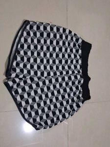 Monochrome Geometric Print Shorts