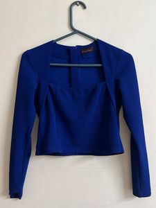 Royal Blue Square Neck Crop Top