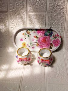 Decorative Planter Set with Tray
