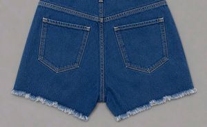 Distressed Denim Short Overalls