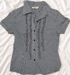 ⋆୨୧ black & white gingham vintage shirt 🖤🤍