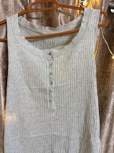 Ribbed Henley Tank Top