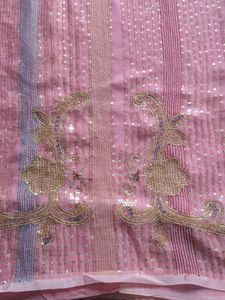 Elegant Pink Embellished Saree