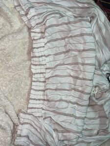 Off-Shoulder Striped Smocked Blouse