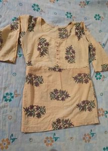 Light Yellow Floral Print Kurta Set