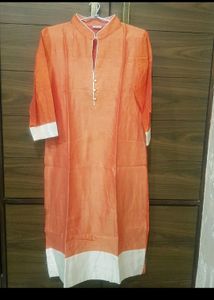 Uptown Brand Khadi Silk Kurti. Thread Weavings On Sleeves And Front Bottom.