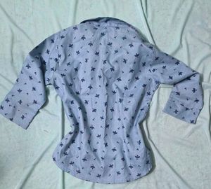 Light Blue Floral Print Shirt