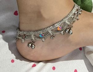 Elegant Silver Anklets with Bells ( Payel)