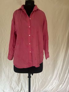 Pink Embroidered Button-Up Shirt