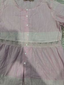 Pink Lace Detail Cotton top 🎀