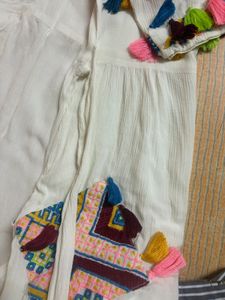 bohemian Embroidered White Tassel Dress
