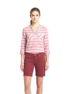 Pink Striped Tunic & Red Shorts Set