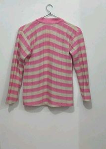 Pink Plaid Wool Cardigan