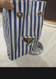 PRADA CANAPA 🩵 BLUE &amp; WHITE STRIPED TOTE 🩵