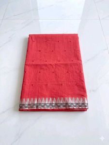 Vibrant Corrot Pink &amp; Green Embroidered Sarees