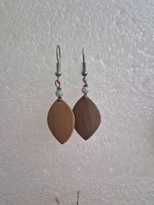 Wooden Leaf Earrings - Unused