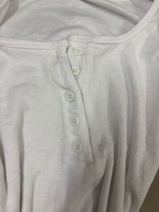Ribbed White Henley Top