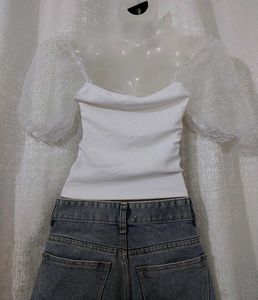 Puff Sleeve Crop Top from Amisu
