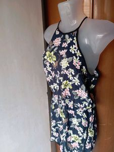 Floral Print Romper with sexy back