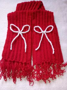 Mikasa Red Knitted Scarf with Bows