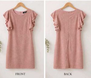 Chic Pink Ruffled Sleeve Dress