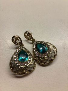 Elegant Teal Stone Drop Earrings