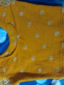 Mustard Embellished Readymade Blouse