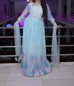 Stunning Blue Sequined Lehenga Choli