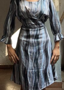 Elegant Striped Wrap Dress