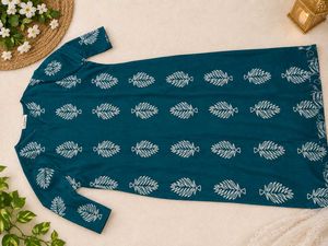 Teal Blue Printed Kurta with Palazzo Set