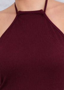 Burgundy Halter Midi Dress