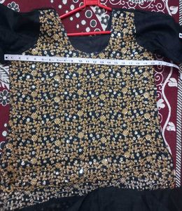 Elegant Black Kurta Set with Gold Embroidery