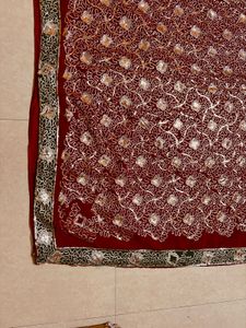Maroon full work Saree with blouse