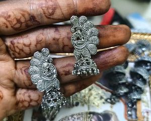 oxidised silver jhumka set 6 pairs 🦚