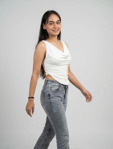 istyle can casual sleeveless solid women white top